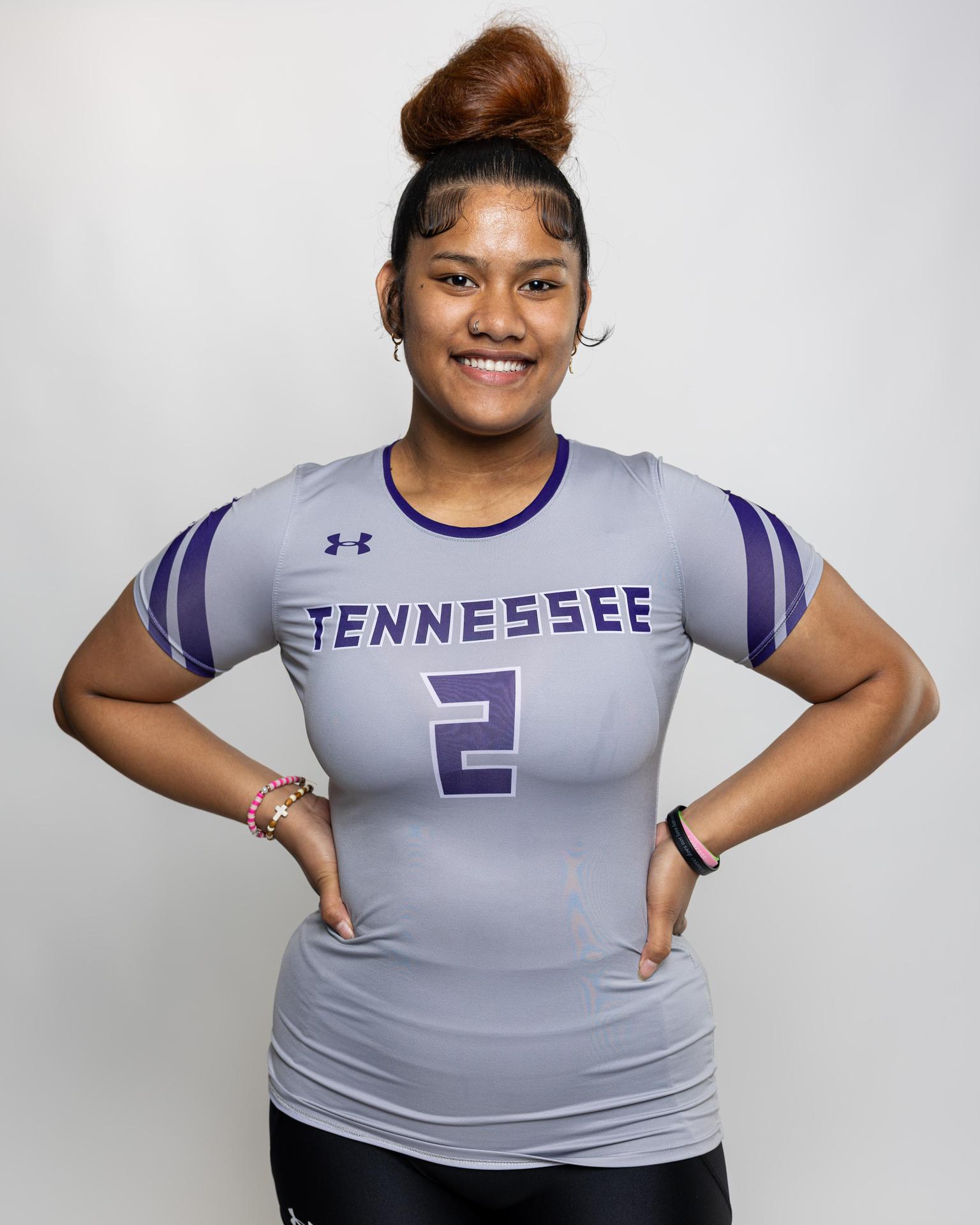 number 2 female volleyball player posing