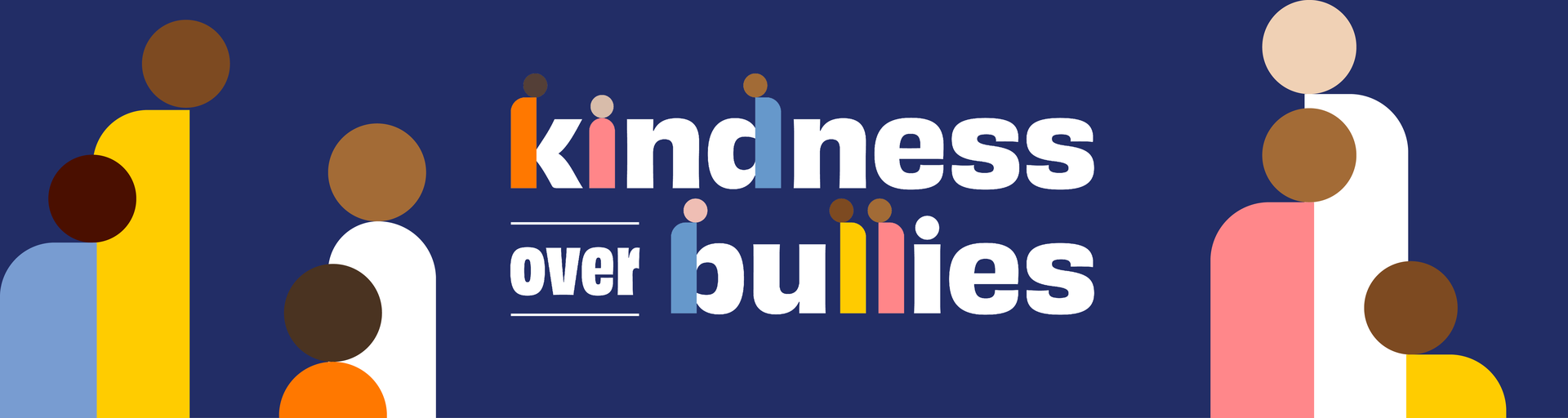 A web banner with kindness over bullies.