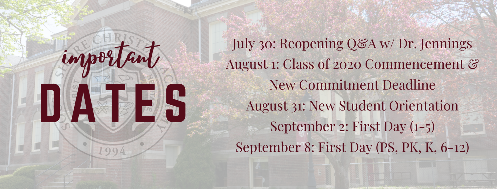 Important Dates