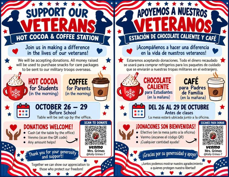 support our troops hot cocoa and coffee station