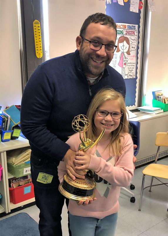 Photo of Franklin dad and 8-time Emmy Award-winning producer Paul Monusky with 2nd grade daughter Quinn Monusky.
