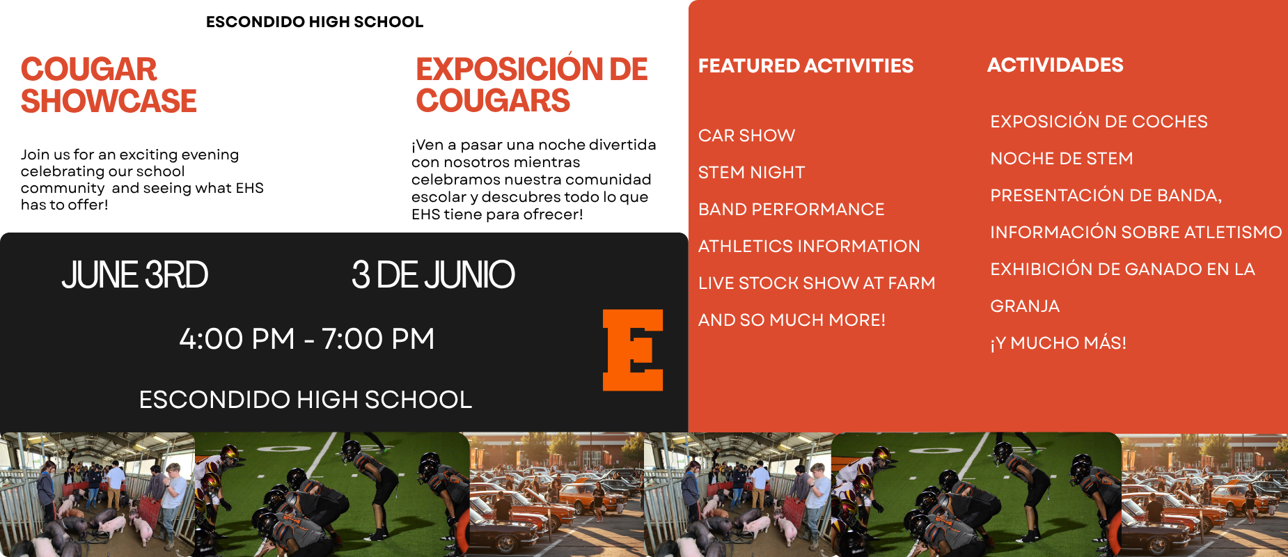 Event flyer showcasing Cougar Showcase details and featured activities.