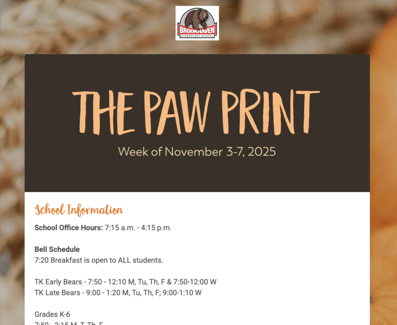 The Paw Print: Week of November 3rd