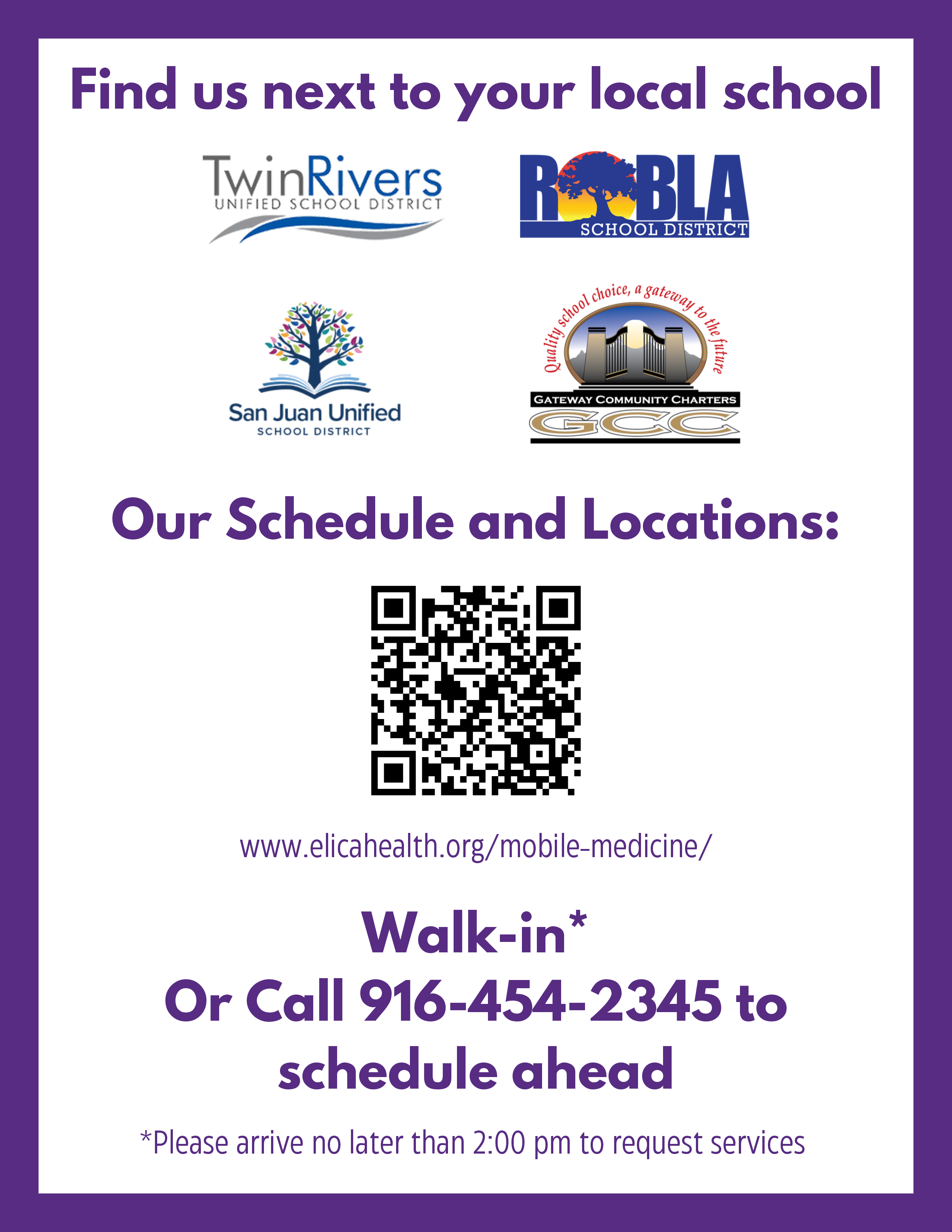 ELICA Mobile Health Clinic - Summer Schedule! Image