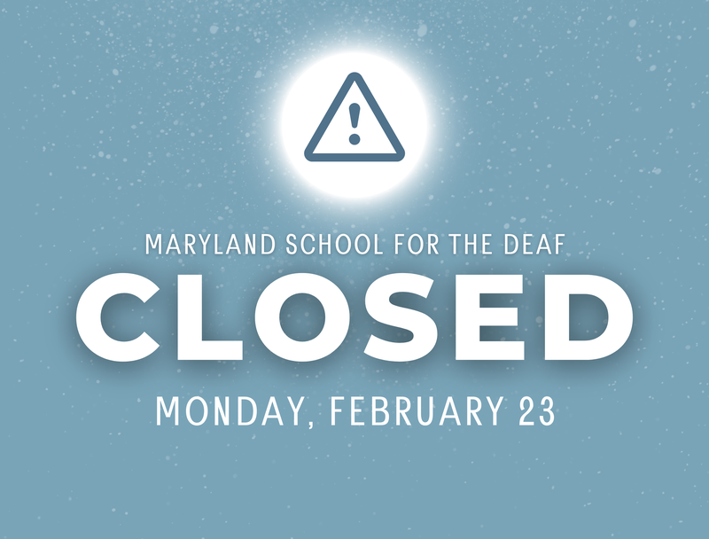 Graphic announcing School is Closed on Monday, Feb. 23