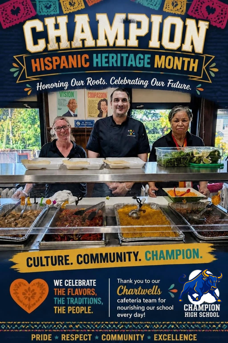 Chartwells cafeteria staff and lunch food