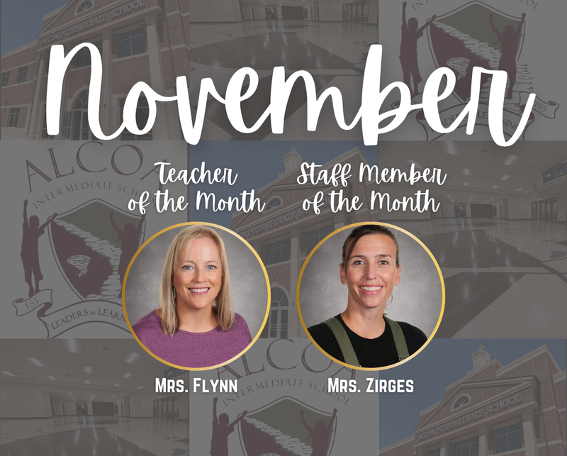November Teacher and Staff Member of the Month!