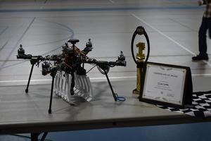 One of Brockton's winning drones with a trophy