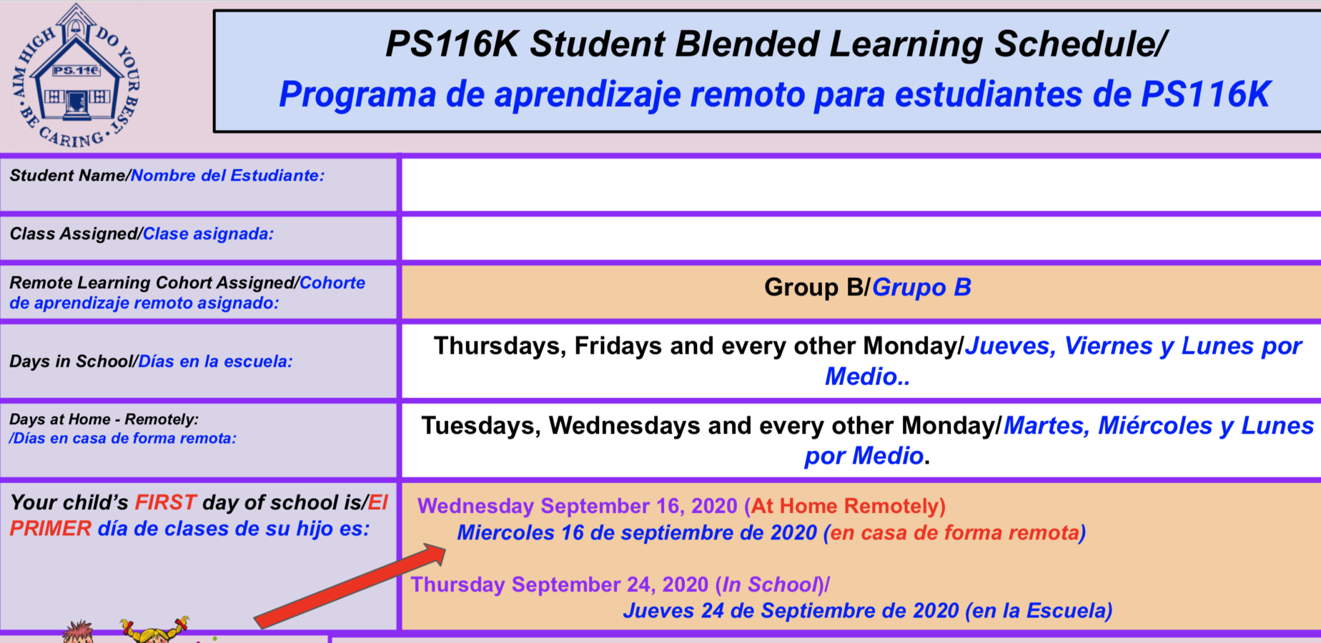 Group B Learning Schedule