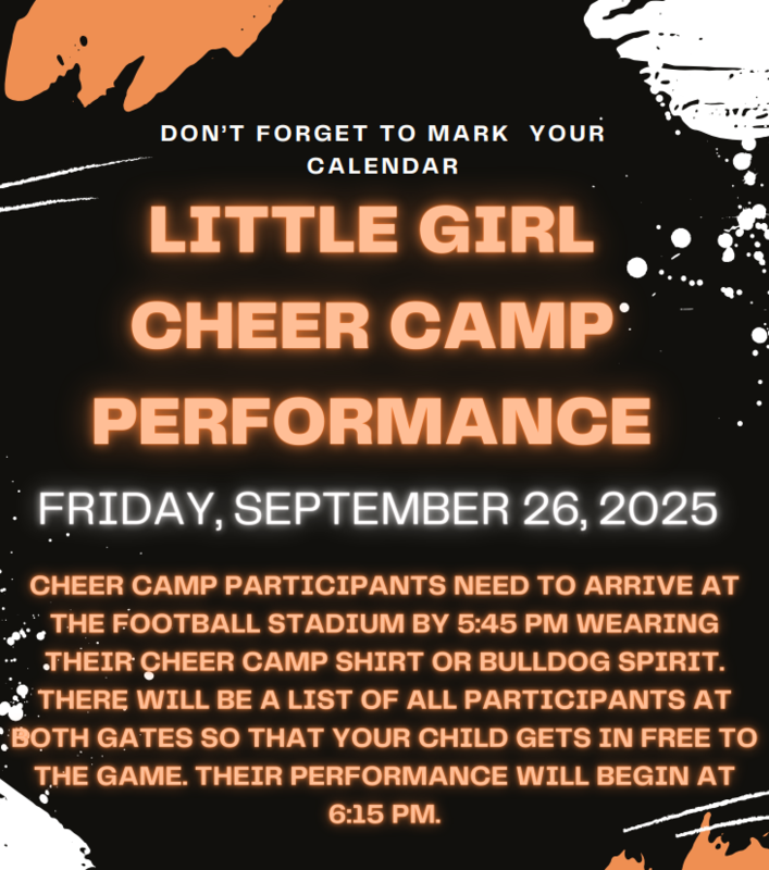 Little Girl Cheer Camp Performance: This Friday Night - Sept. 26th