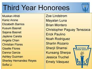 3rd year honorees