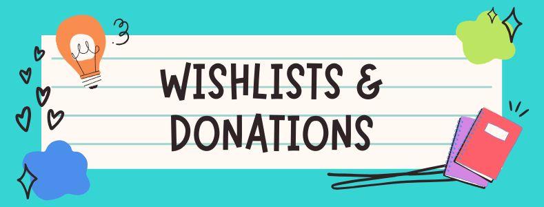 Wishlist and donations text on background
