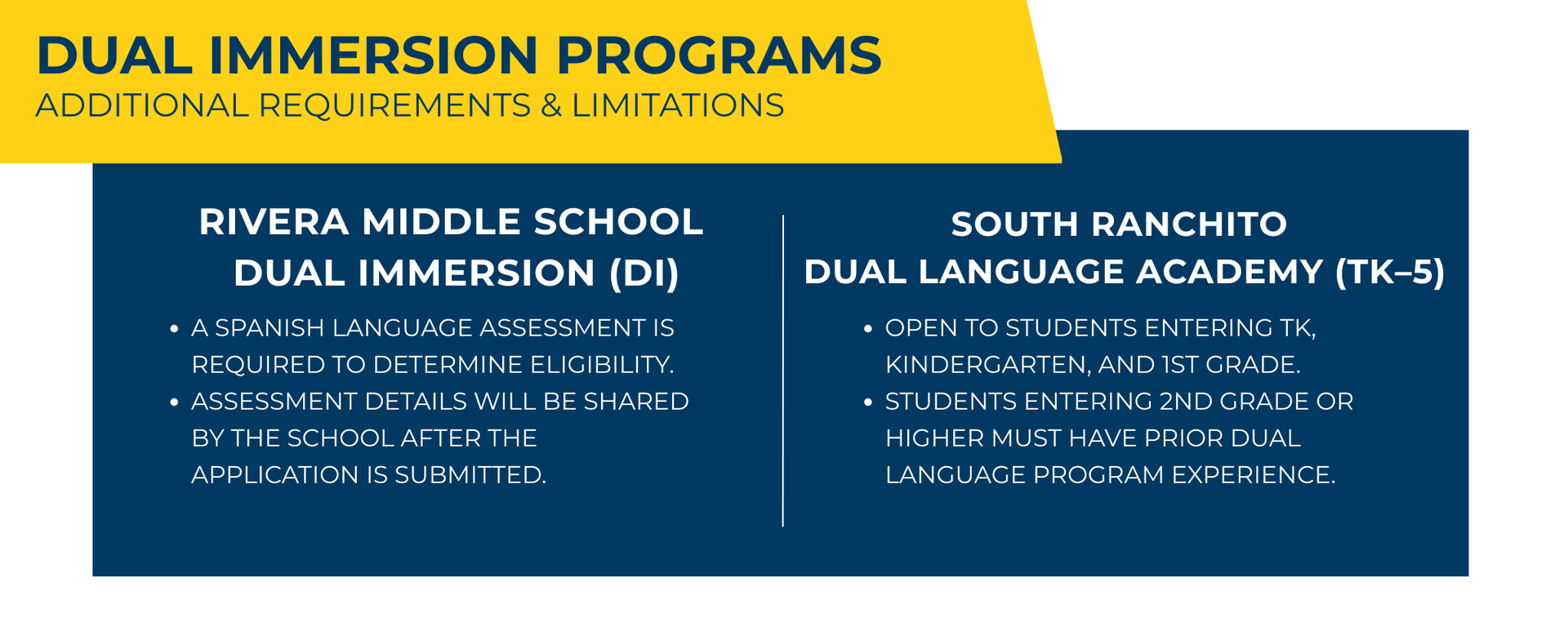 Program Specific Information - Dual Immersion (DI) Rivera MS