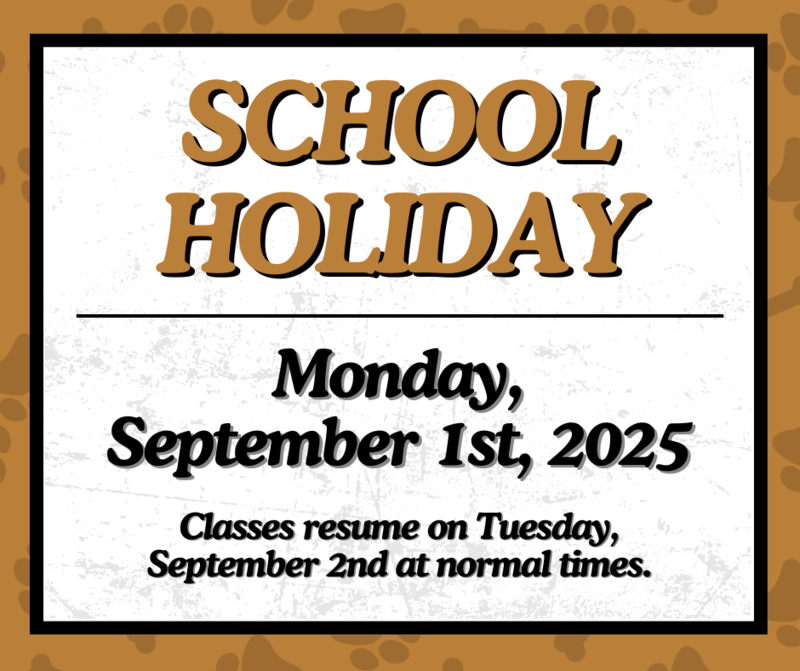 No School on September 1st, 2025