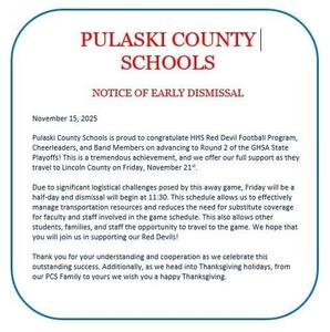 Early Dismissal Graphic