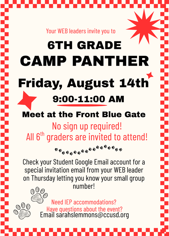 ☀️6th Grade Orientation, "Camp Panther,"- Friday, August 14th!☀️ Thumbnail Image