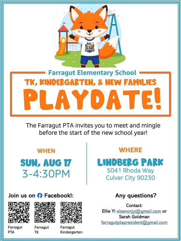 Join us for a park playdate before the start of the new school year! TK, Kinder and New Fox Families Featured Photo