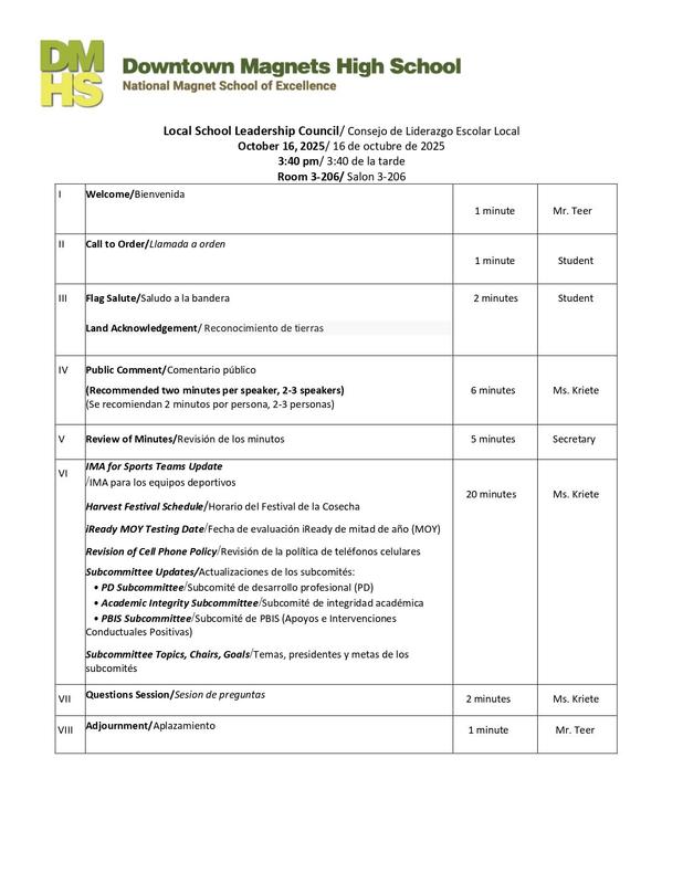Local School Leadership Council Meeting