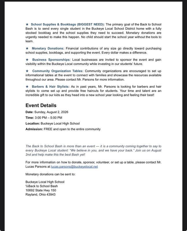 Back to School Bash Letter 2