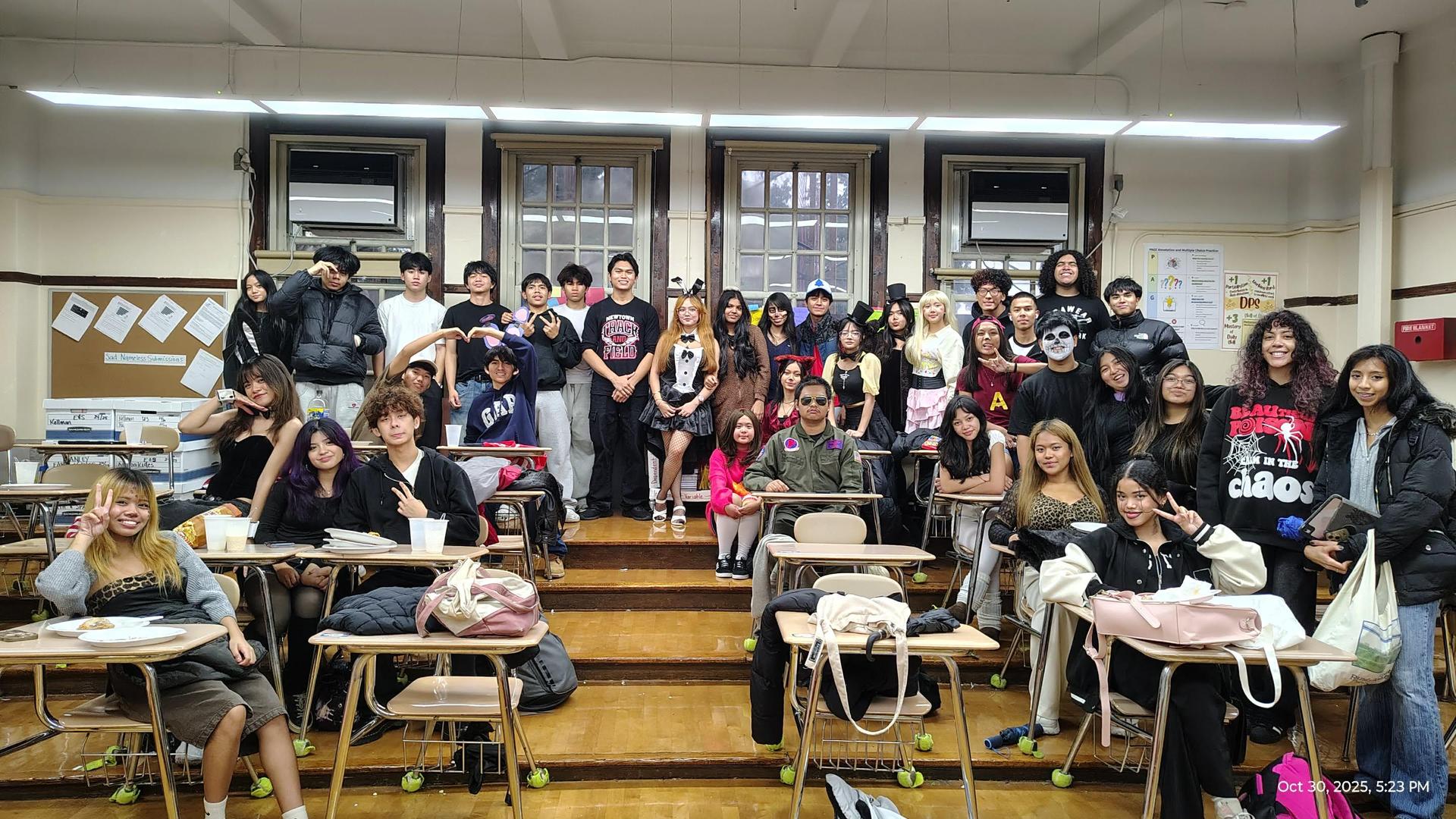 Picture of students wearing different kinds of  costumes