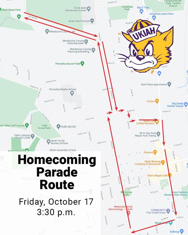Graphic showing parade route through town