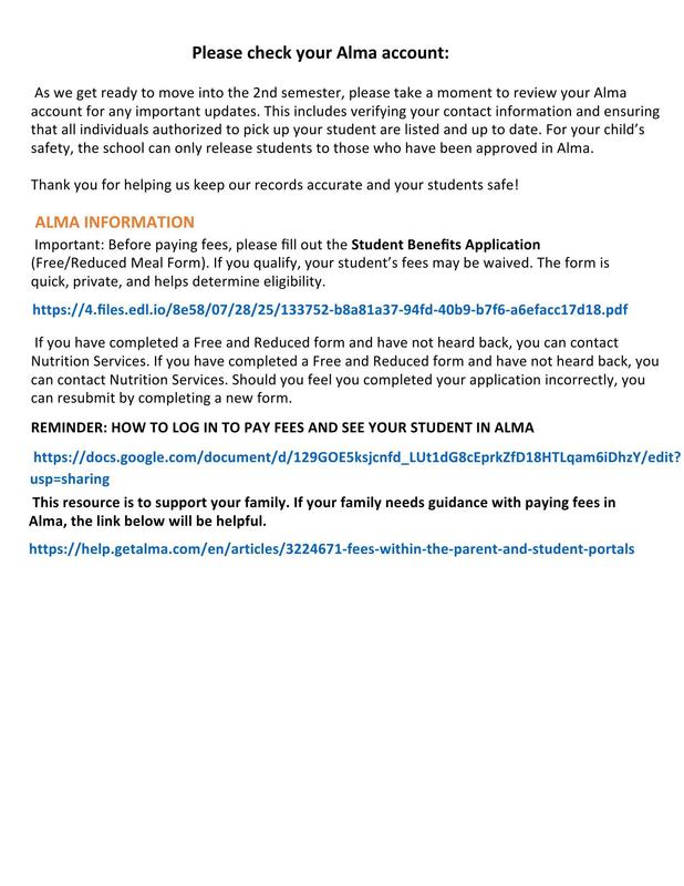 Information about updating Alma Account