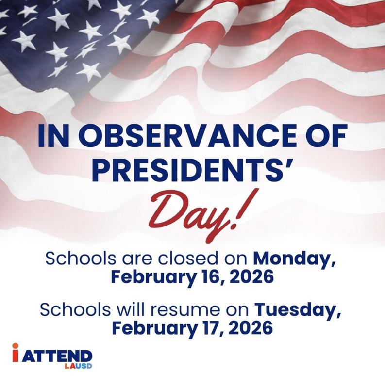 Presidents’ Day is Monday, February 16. No school.
