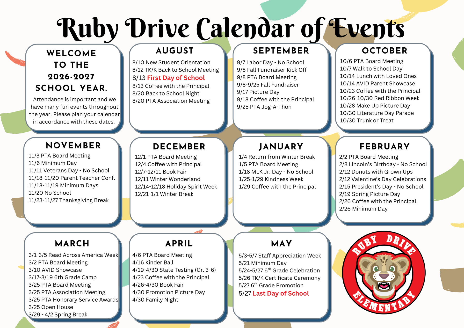 Calendar of Events