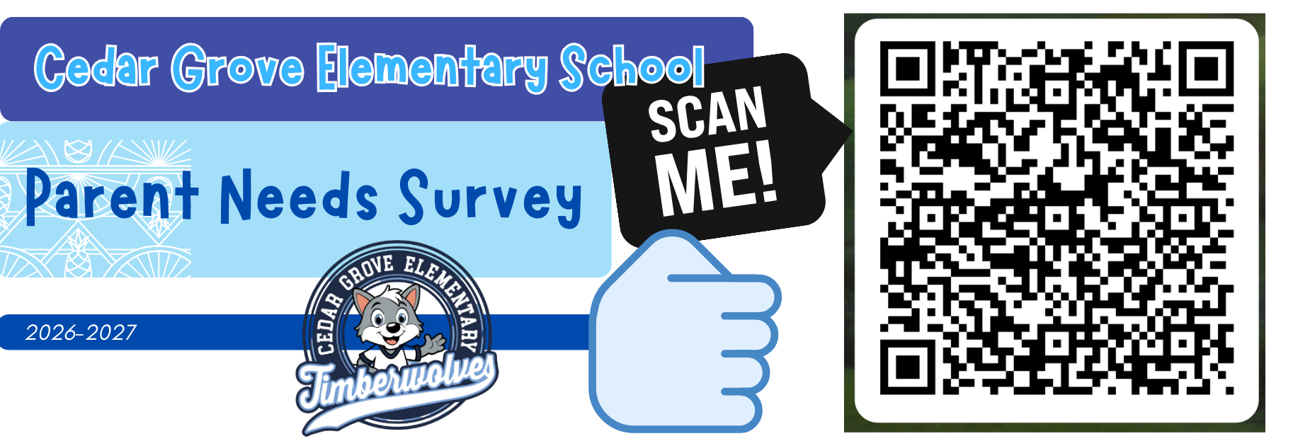 Parent Needs Survey NOW OPEN 
https://forms.office.com/r/EiLXbjj7GL