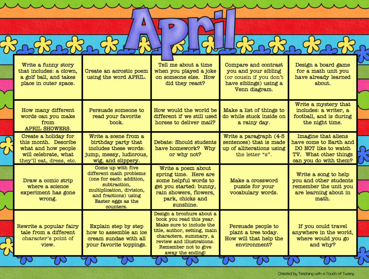 April Writing Prompts