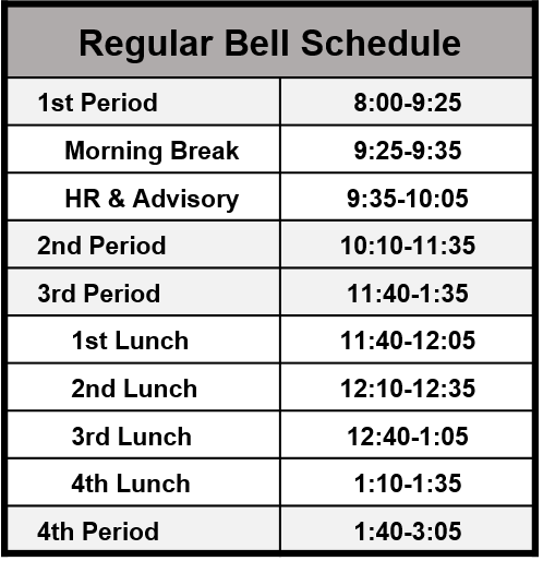 Bell Schedule 2025 & 2026