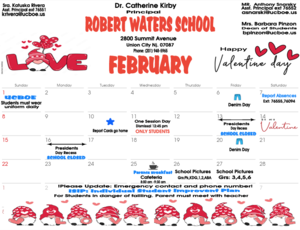 Robert Waters School February 2025 Calendar