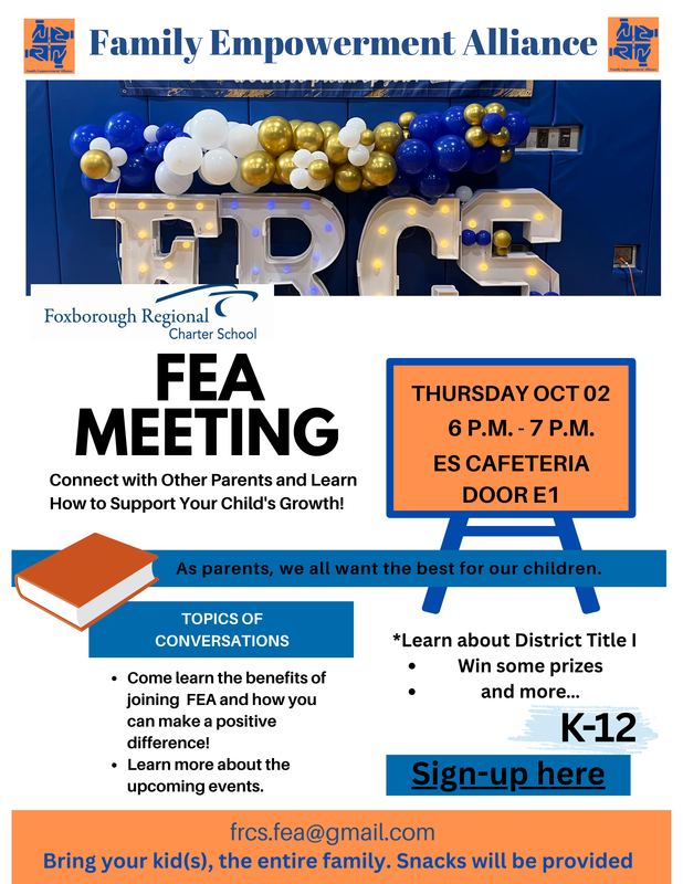FEA's First Meeting of the School Year Set for Thursday, October 2nd Featured Photo