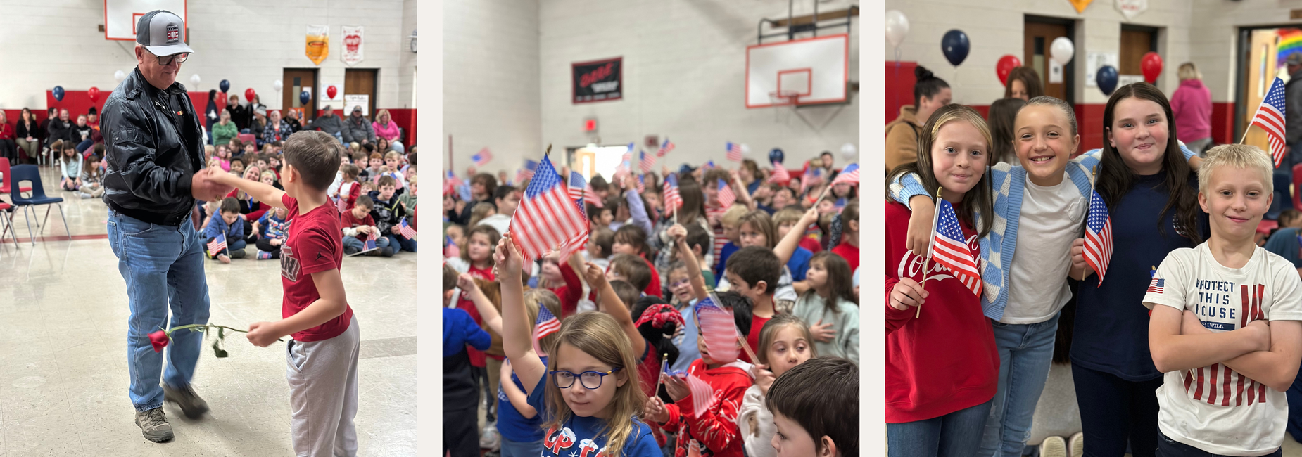 Students attending assembly in gym