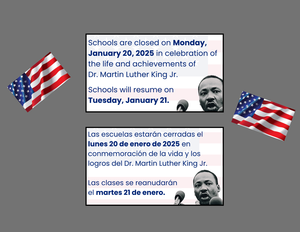 No School on January 20, 2025 / No Habra Clases el 20 de enero, 2025