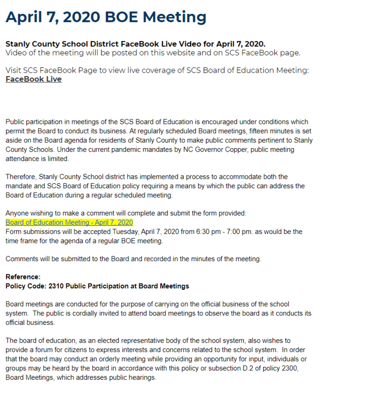 SCS Board Meeting - Join us LIVE April 7, 2020 Featured Photo