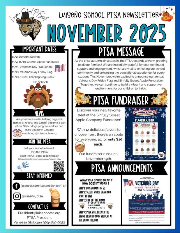 Luiseño School PTSA November Newsletter