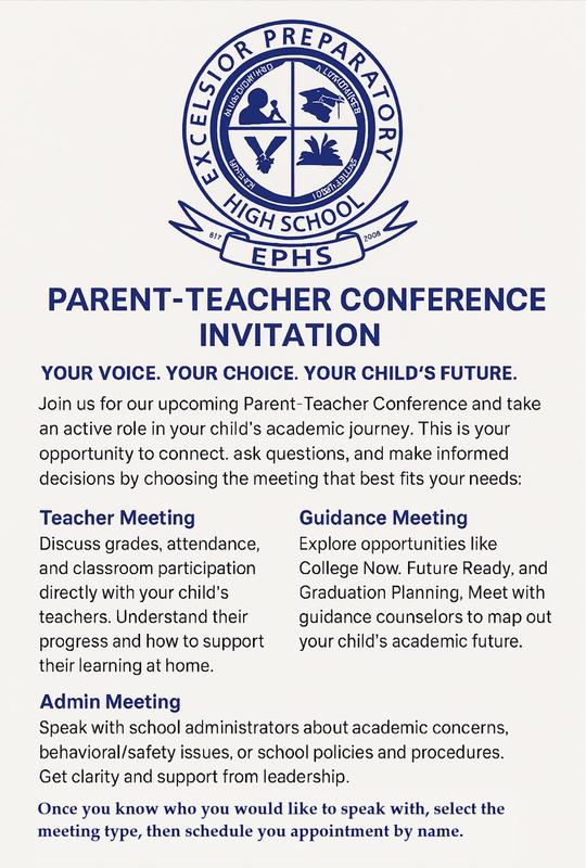 November 2025 EPHS Parent Teacher Conference invitation