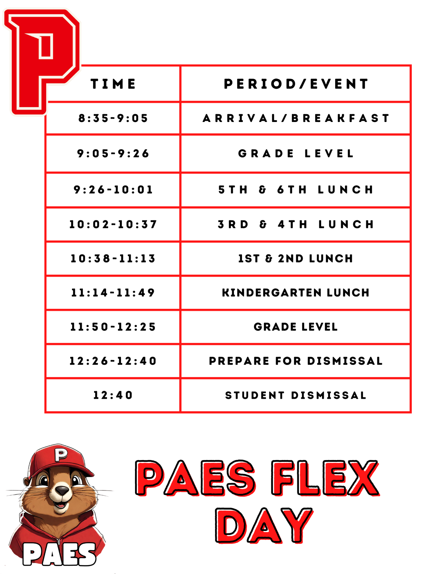 Flex Day schedule