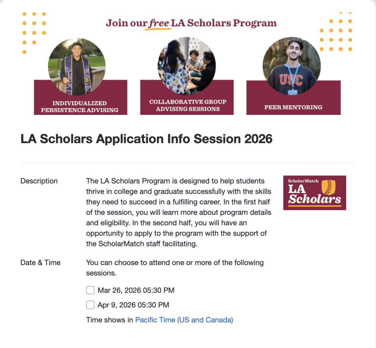 LA Scholars Application info Session 2026