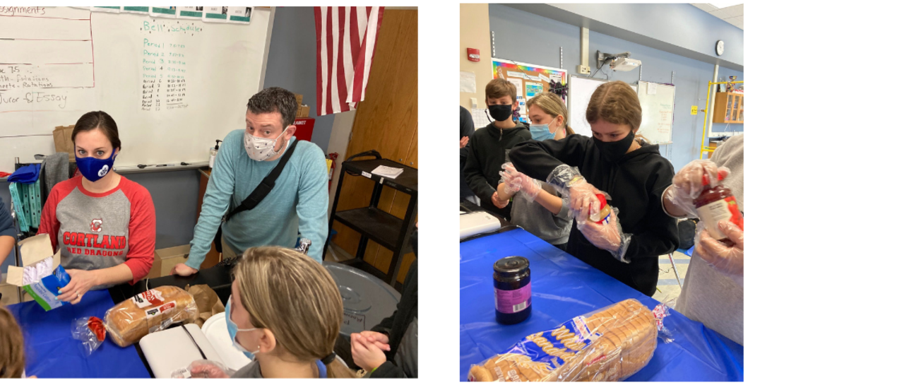 students making sandwiches