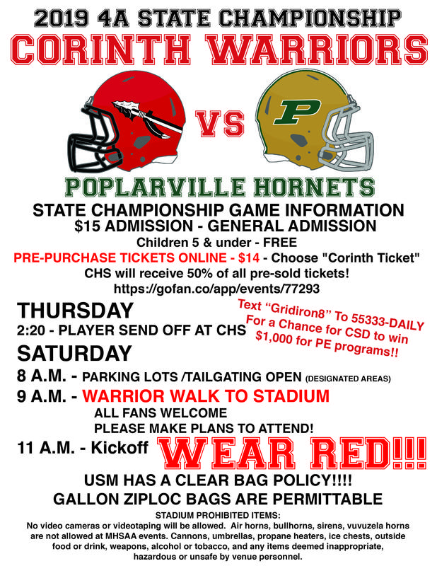 CHS Football State Championship Game Information Featured Photo
