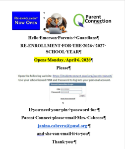 Re-Enrollment for 2026-2027 - Reinscripción para el año 2026-2027