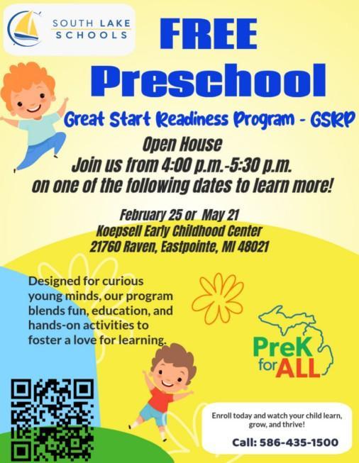 2026-2027 Great Start Readiness Program (GSRP) Open House Featured Photo