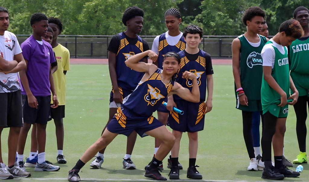 Students at Track Meet before their relay race!