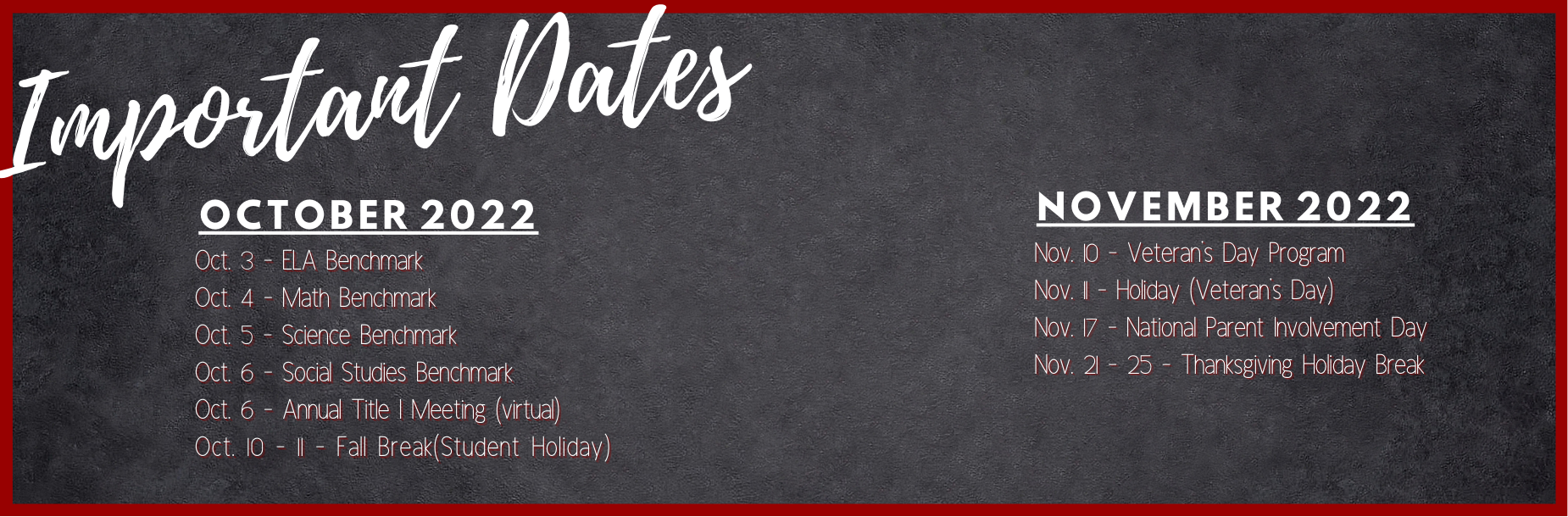 Important Dates