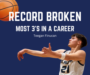 basketball player shooting with words record broken on top