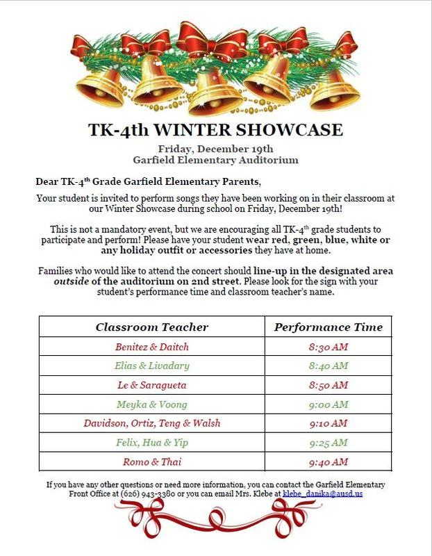 TK-4th Grade Winter Showcase
