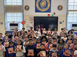 Students meeting a published book author