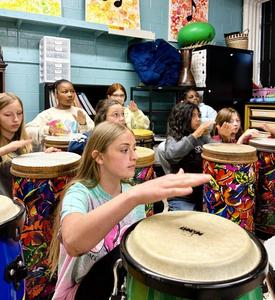 Student playing instrument